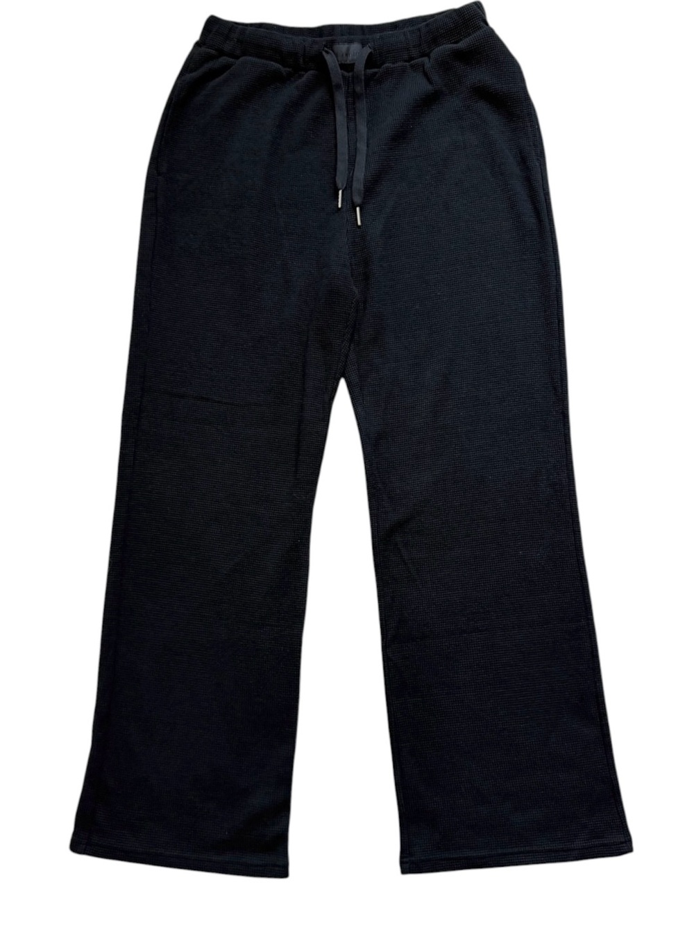 Comfrt Waffle Knit Lounge Pants Size XL Black Straight Leg Stretch NWOT